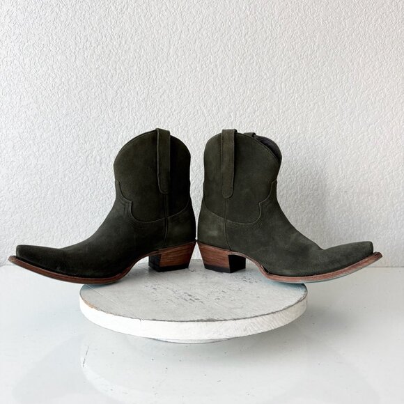 Lane EMMA JANE Womens Cowboy Bootie 9.5 Green Suede Western Cowgirl Ankle Boots - Picture 10 of 14